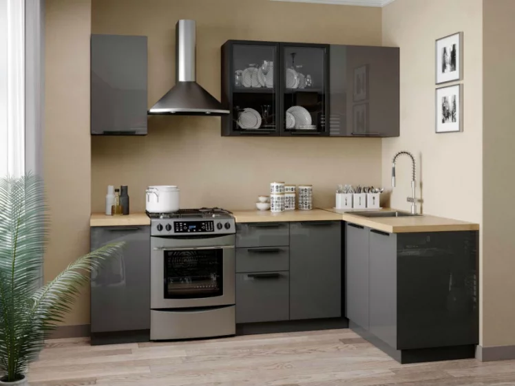 Кухонный гарнитур Герда №1 Чёрный/Антрацит глянец_0