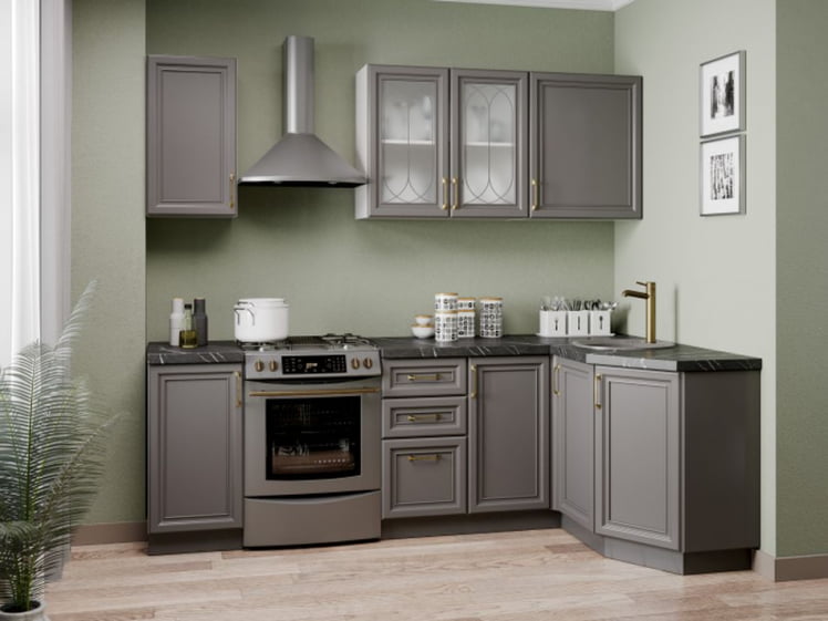 Тумба кухонная окончание 350 Джелатто ЛД 241.220.000.097 Белый Оникс серый_2