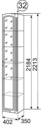 Шкаф-пенал Виктория 32 со стеклом_2