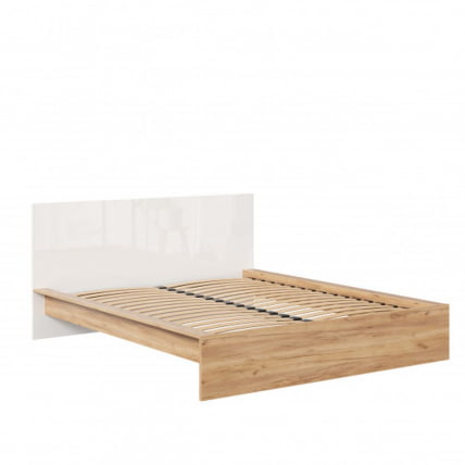 Кровать двуспальная 1600 с кроватным основанием Марта-2 ЛД 406.120.000 Дуб золотой Белый глянец_1