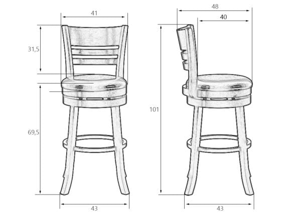 Вращающийся полубарный стул DOBRIN WILLIAM COUNTER (шоколад, кремовый) 2 шт_14