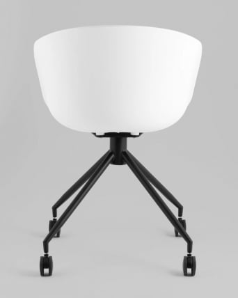 Кресло офисное LIBRA пластик белый экокожа черная на колесиках_4