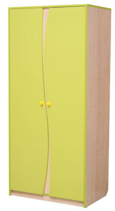 Шкаф 2-х дверный комбинированный Юниор-11.3 Дуб молочный/Ярко-розовый_0