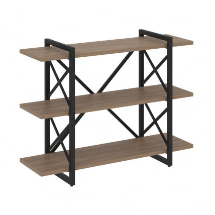 Стеллаж на регулируемых опорах - 3 полки LOFT VR.L-MST.O-3.8V Металл черный Дуб Аризона_0
