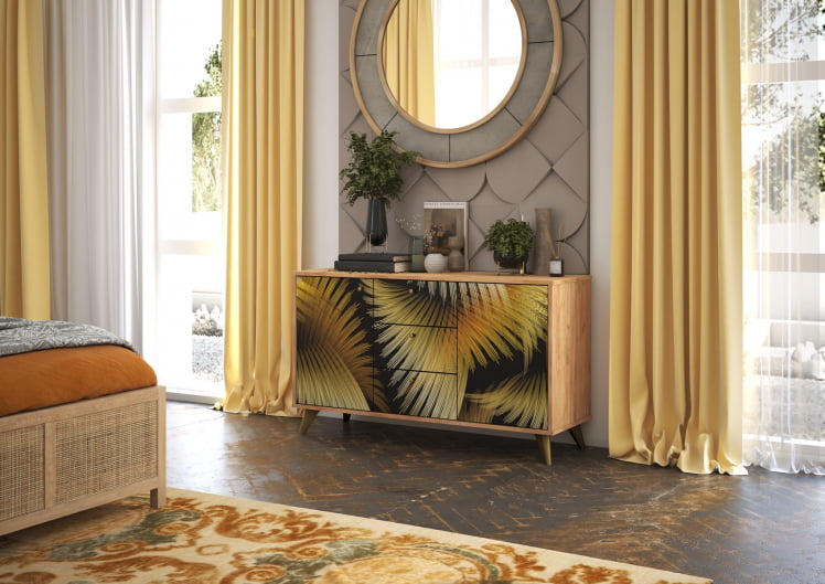 Комод Фьюжн КМ-003 дуб крафт золотой/TROPICAL_2