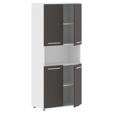 Шкаф с двумя комплектами глухих малых дверей EDIS EHCS 85.4 Мокко Белый Белый_1