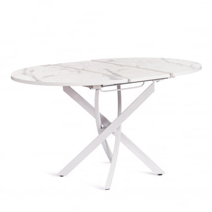 Стол MANZANA ЛДСП/HPL/металл, 100 х 100+30 х 75 см, Мрамор светлый/белый_2