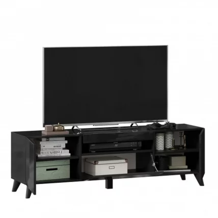 Тумба под ТВ Бруклин 1500 с опорами Черный глянец_3