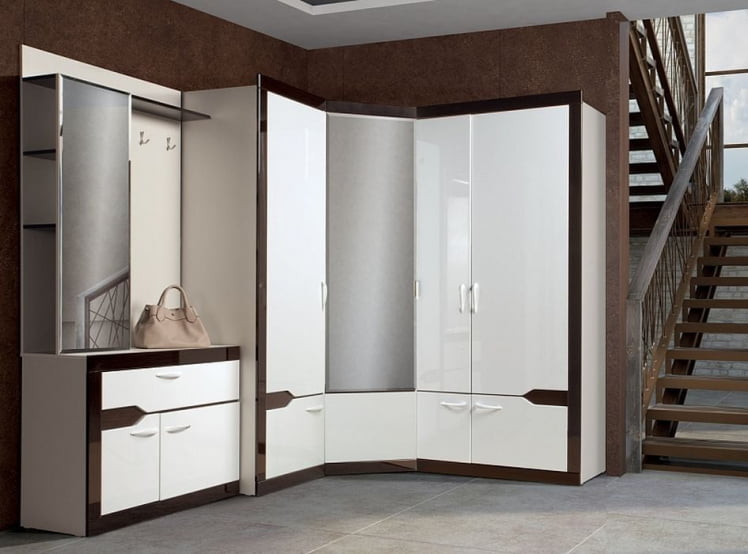 Комплект мебели для прихожей Ронда №1 Венге Белый глянец_0