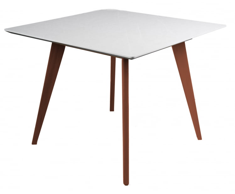 Стол Лунд 860*860 мрамор Бьянко Темный орех_0