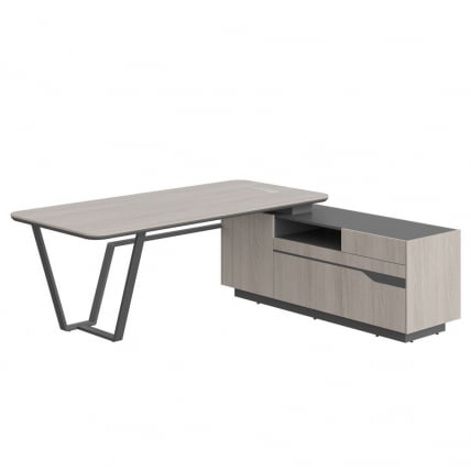 Стол руководителя правый Line СФ-571201.1 Дуб серый Черный графит_0