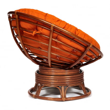 Кресло-качалка PAPASAN/ПАПАСАН w 23/01 B /с подушкой/ 115х78х104 см, Pecan (орех), ткань Оранжевый, С 23_7