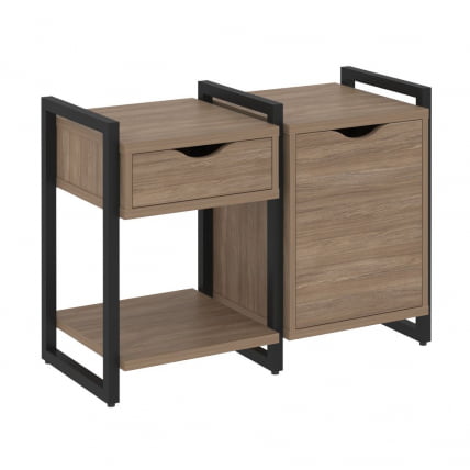 Тумба на регулируемых опорах наборная. Вариант №3 LOFT VR.L-TN-3.O Металл черный Дуб Аризона_0