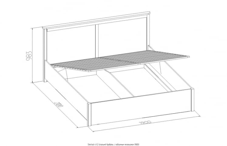 Кровать с подъемным механизмом (1800) Sherlock 41.2 Орех шоколадный (спальня)_1