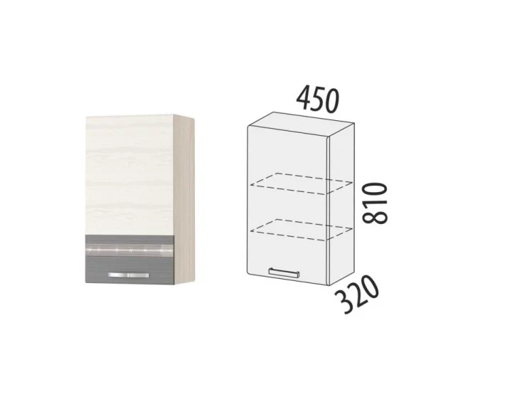 Шкаф кухонный (лев/прав) Графит 74.22 Сосна Астрид /Ваниль/Графит_1