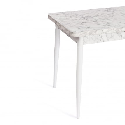 Стол обеденный ALTA (mod. 1183) ЛДСП+меламин/металл, 120+30 х 70 х 75 см, белый мрамор/белый_6