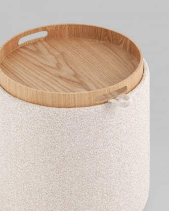 Пуф-столик с ящиком Хюгге XS букле бежевый_5