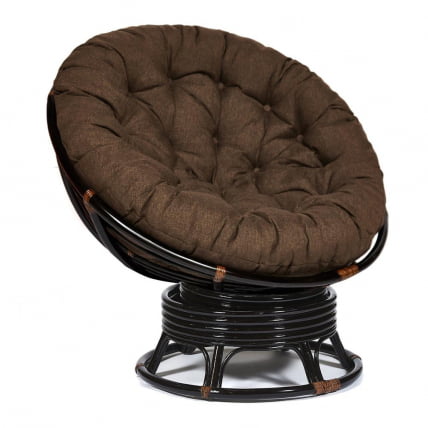 Кресло-качалка PAPASAN/ПАПАСАН w 23/01 B /с подушкой/ 115х78х104 см, Antique brown (античный черно-коричневый), ткань Коричневый, 3М7-147_0