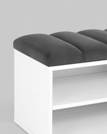 Обувница Хольст белая велюр Темно-серый_3