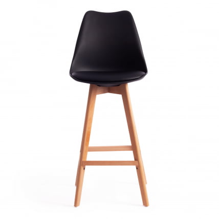 Стул барный TULIP BAR (mod. C1014H) пластик/дерево, 57 х 48 х 104 см, черный 3010/натуральный_3