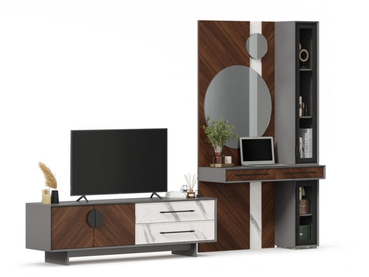 Набор мебели для гостиной Вилена №7 Серый/Орех/Монте белый_0