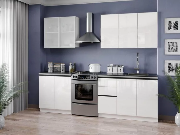 Тумба кухонная 800 с 2 ящиками ЛЮКС (4) Шервуд ЛД 281.940.000.153 Белый Белый глянец_3