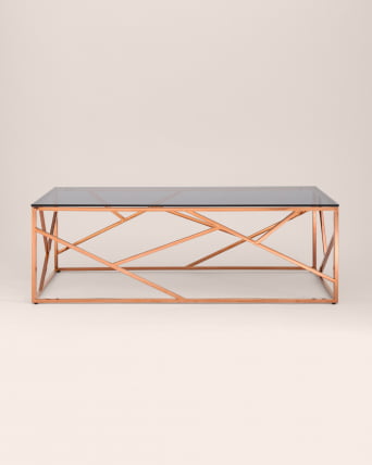 Журнальный стол АРТ ДЕКО 120x60 Розовое золото стекло smoke_2
