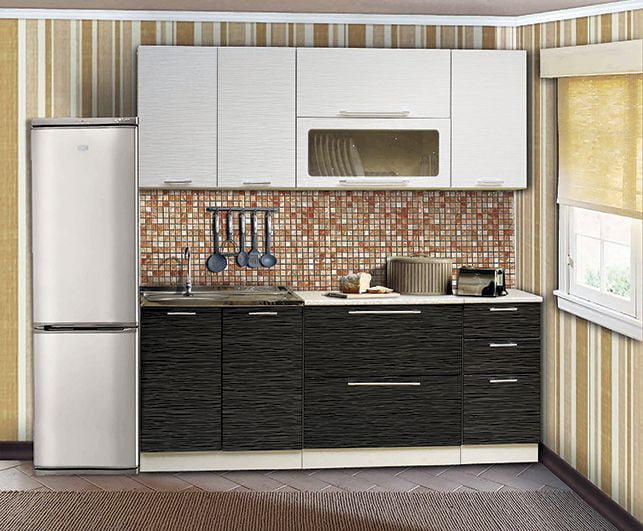 Кухонный гарнитур Диана 7 1.8 м Страйп белый/Страйп черный_0