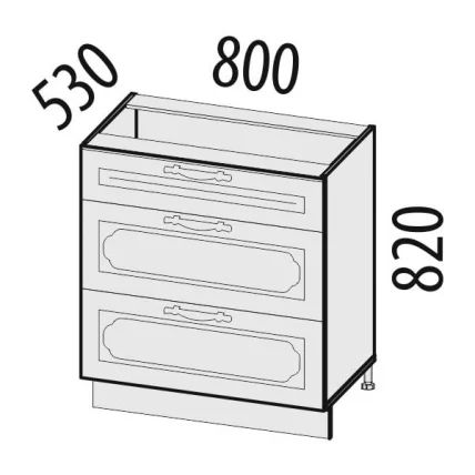 Стол с 3 ящиками (с системой плавного закрывания) Милана 23.92 Сосна Астрид/Ваниль_1