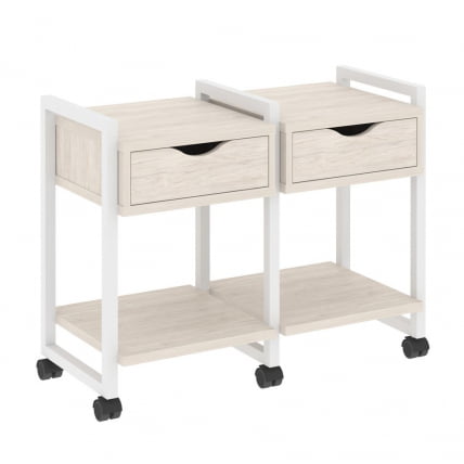 Тумба на колесных опорах наборная. Вариант №1 LOFT VR.L-TN-1.K Металл белый Денвер светлый_0