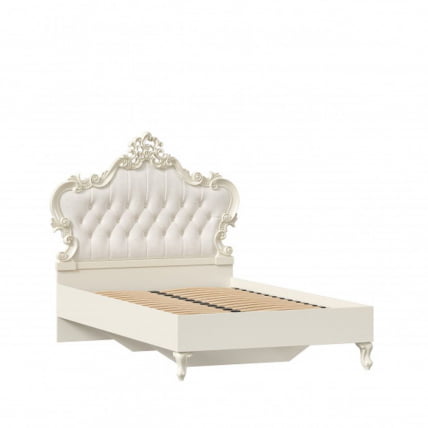 Кровать полутороспальная 1200 с мягким изголовьем Маркиза ЛД 517.290.000.001 Алебастр Шампань_1