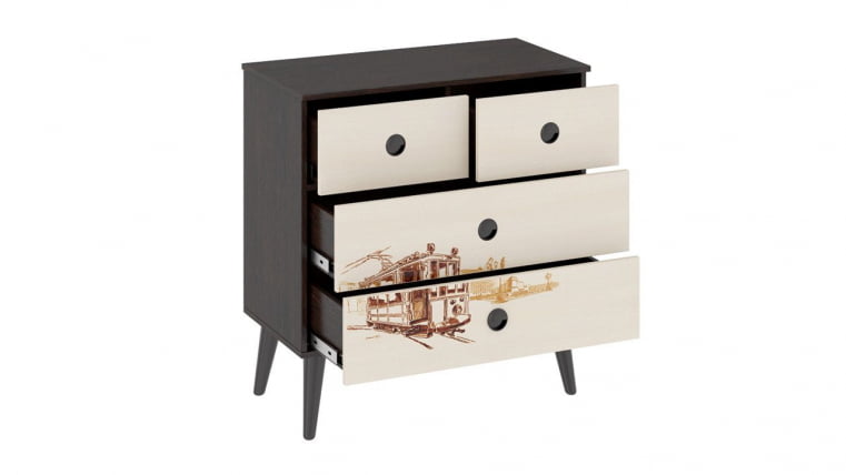 Комод тип 8 с рисунком Венге цаво/дуб молочный_1
