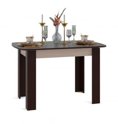 Кухонный стол СО-3 (Подстолье Беленый дуб / Столешница, ножки Венге)_1