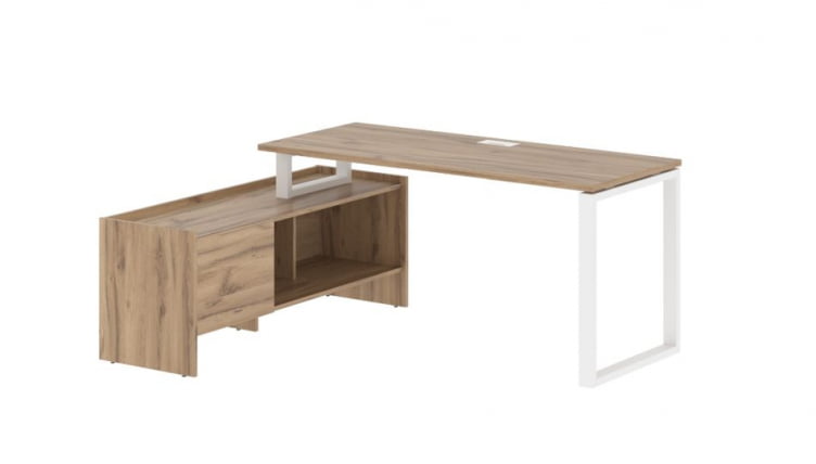 Стол с тумбой EDIS EQCT 17614 Дуб Денвер светлый Белый_0