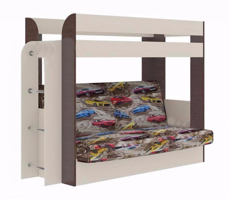 Двухъярусная кровать с диваном Карамель 75 Венге магия Дуб девонширский_0