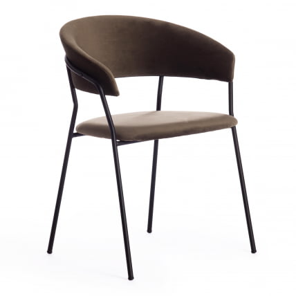 Кресло TURIN (mod. 0129571) / 1 шт. в упаковке металл/вельвет, 56х50х78 см, хаки S108 (85 DARK TAN)/черный_0