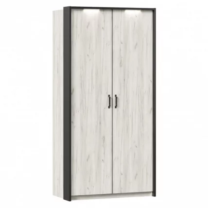 Шкаф двухстворчатый с паспарту Техно 03 Дуб Крафт белый_0