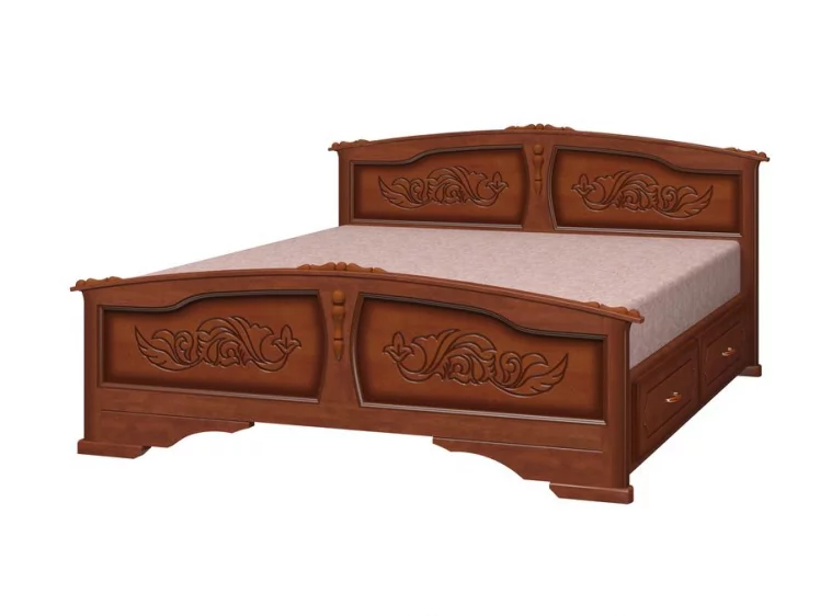 Кровать Елена 200х160 с выкатными ящиками Орех_0