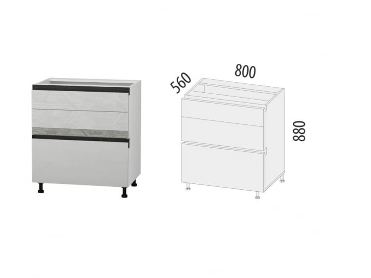 Напольный шкаф (3 ящика с системой плавного закрывания) Бостон 104.92_4