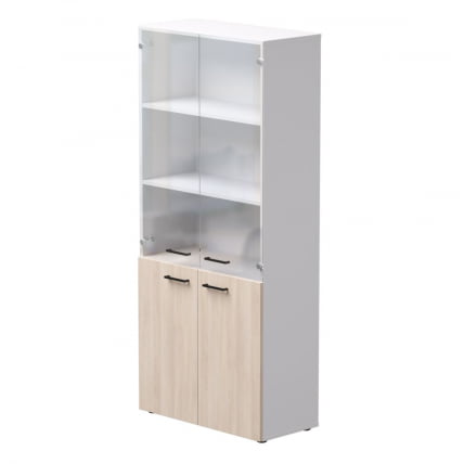 Шкаф комбинированный со стеклом Everprof EVO 254Н004 Дуб Соната Белый_0