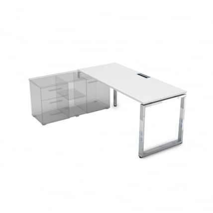 Стол рабочий, прямолинейный три опоры, левый GLOSS LINE НСТЛ-О.996 Белый Премиум_0
