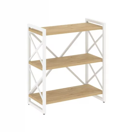 Стеллаж на регулируемых опорах - 3 полки LOFT VR.L-MST.O-3.8 Металл белый Тиквуд светлый_0