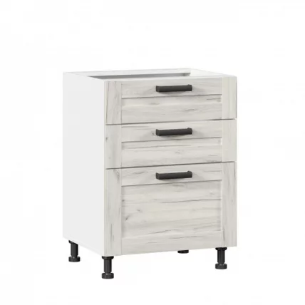 Тумба кухонная 600 с 3 ящиками ЛЮКС (4) Тип 1 Винченца ЛД 234.910.000.022 Белый Дуб Крафт белый_0