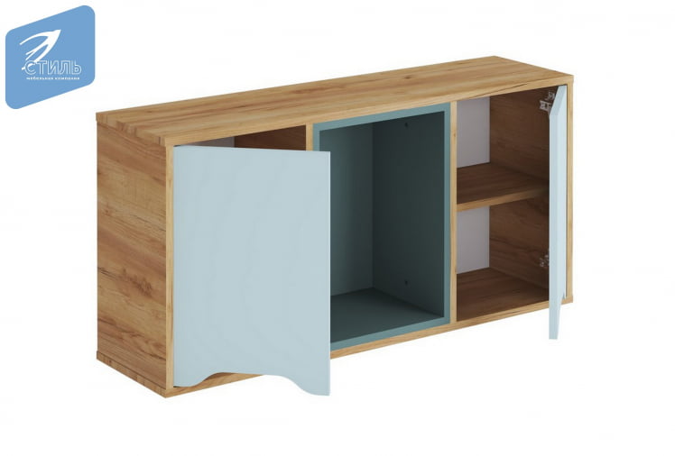 Полка навесная RICH ПН-001 Мята/Сумеречный голубой/дуб крафт золотой_2