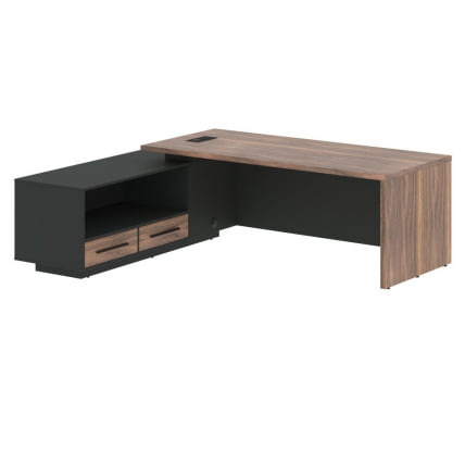 Стол руководителя левый VELION VENEER VRCT 2319 L Американский орех Яшма черная_0