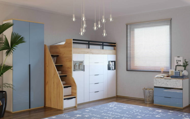 Шкаф для белья для кровати-чердака Урбан ЛД 528.190.000 Белый/Дуб золотой_2