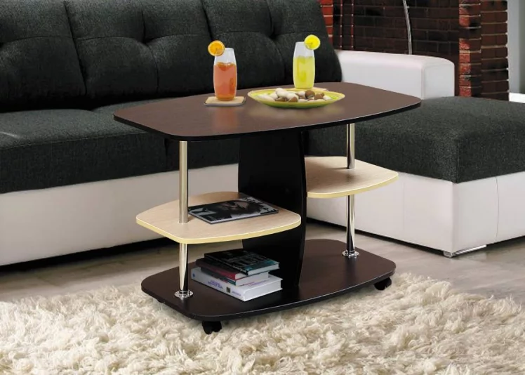 Стол журнальный №2 Венге/Смола черная/Смола белая (матовый)_0