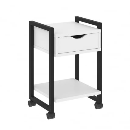 Тумба на колесных опорах с ящиком и полкой LOFT VR.L-T1.K Металл черный Белый Бриллиант_0