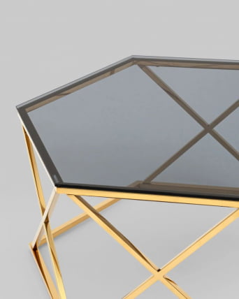 Журнальный столик Круз 93*80 стекло smoke сталь Золото_4