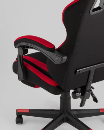 Кресло спортивное TopChairs Prophet с оттоманкой ткань черно-красный_7